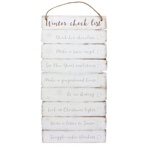 Winter Checklist Wooden Wall Sign