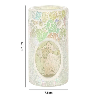 Pillar White Iridescent Crackle Oil Burner