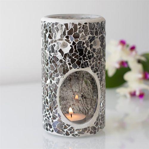 Pillar Gunmetal Grey Crackle Oil Burner and Wax Warmer