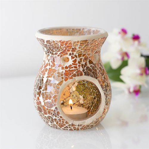 Small Brown Crackle Oil Burner and Wax Warmer