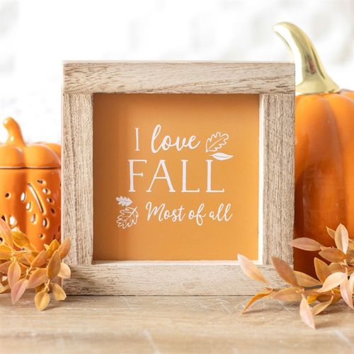 Orange I Love Fall Most of All Wooden Frame Sign