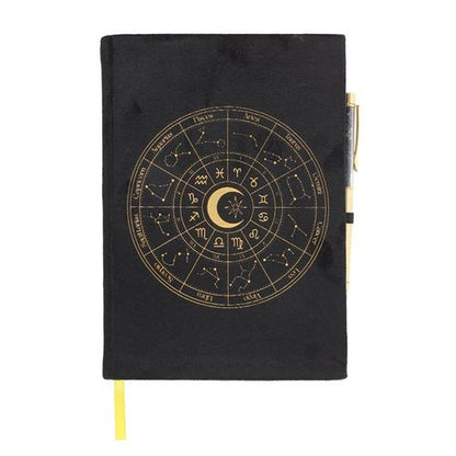 Astrology Wheel A5 Journal with Black Obsidian Pen