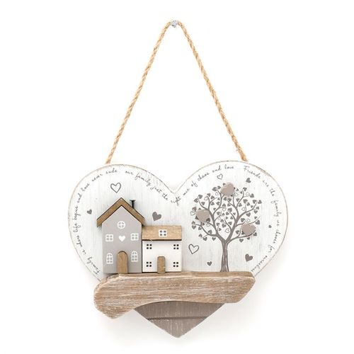 Wooden House Hanging Heart Decoration