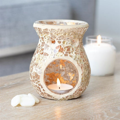 Small Gold Crackle Glass Oil Burner