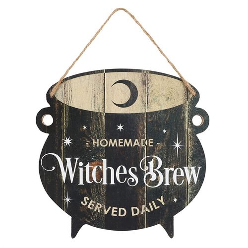 Witches Brew Cauldron Wooden Hanging Sign