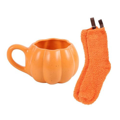 Pumpkin Shaped Mug and Socks Set