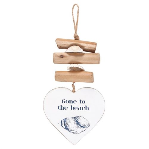 Gone To The Beach Driftwood Heart Hanging Decoration