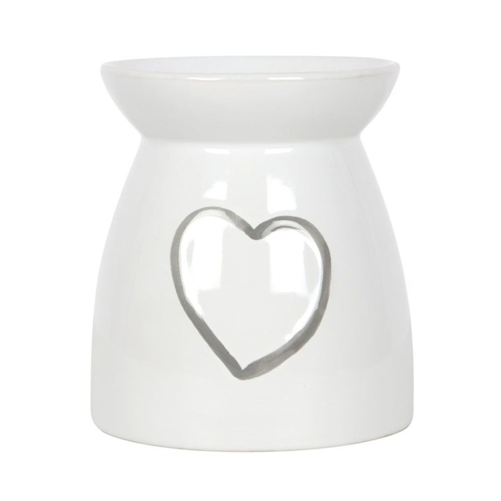 White Oil Burner With Grey Painted Heart