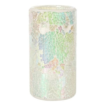 Pillar White Iridescent Crackle Oil Burner