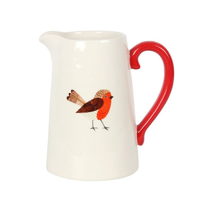 Winter Robin Ceramic Flower Jug