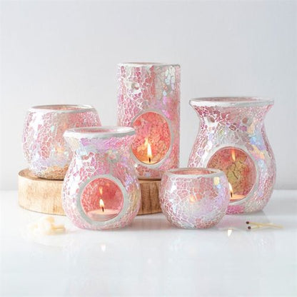 Pillar Pink Iridescent Crackle Oil Burner