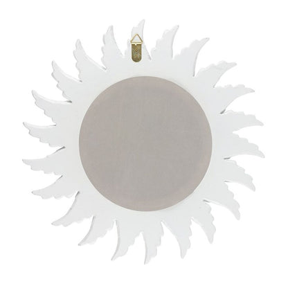 Round White Glitter Angel Wing Mirror