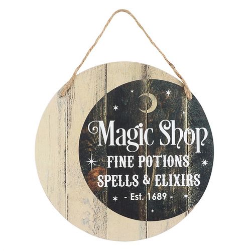 Magic Shop Round Wooden Hanging Sign