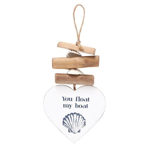 You Float My Boat Driftwood Heart Hanging Decoration