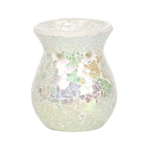 Small White Iridescent Crackle Oil Burner