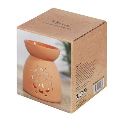 Floral Cutout Terracotta Effect Oil Burner