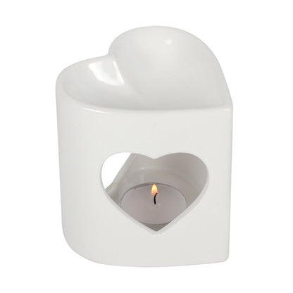 White Heart Cutout Oil Burner