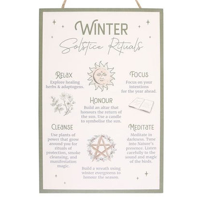 Winter Solstice Rituals Wooden Hanging Sign