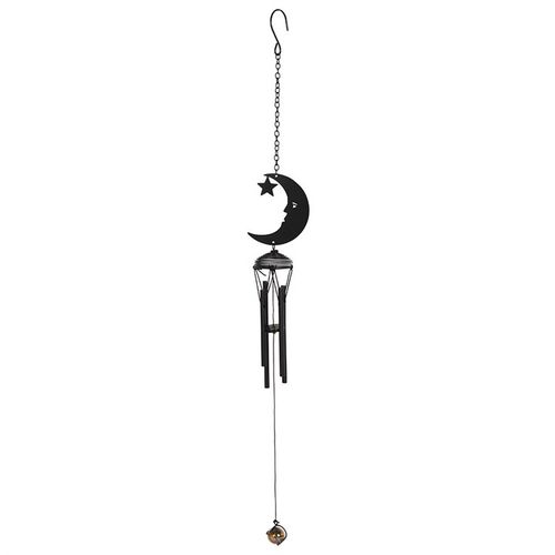 Black Crescent Moon Cutout Windchime