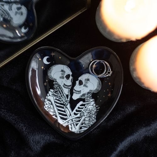 Skeleton Couple Heart Trinket Dish