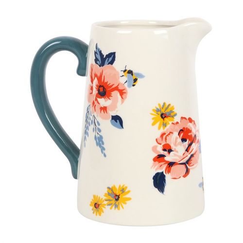 Bee-utiful Floral Ceramic Flower Jug