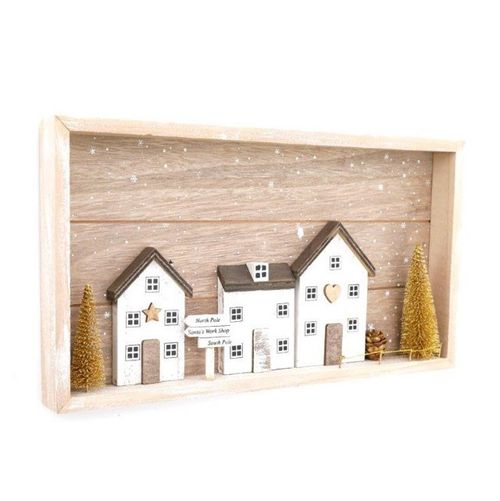 Gold Christmas Village Wall Plaque